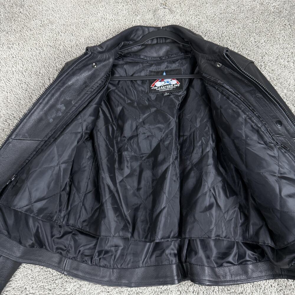Jim Leather Jacket Womens Large Black Western Bone Bead Biker Motorcycle Zip - Picture 3 of 11
